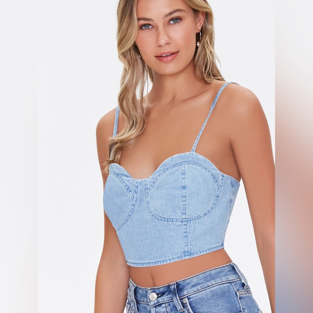 Zara Bustier Denim Corset Top